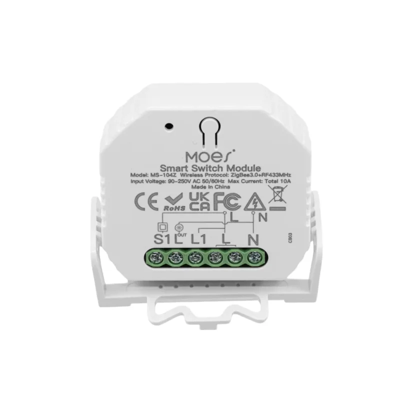 MOES Smart Switch Module - Zigbee DIY spínač světel - Neutrální vodič: vyžaduje "N" vodič, Počet spínačů: 2, Maximální proud: 10 A