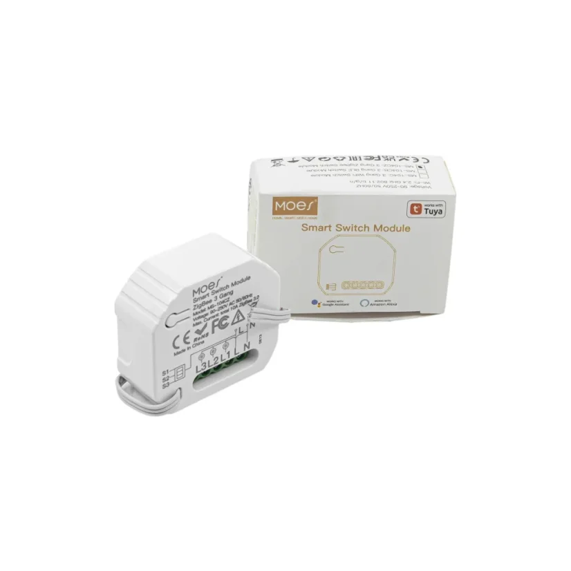 MOES Smart Switch Module - Zigbee DIY spínač světel - Neutrální vodič: vyžaduje "N" vodič, Počet spínačů: 2, Maximální proud: 10 A
