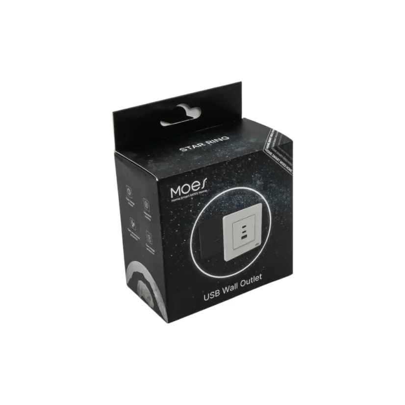 MOES USB Wall Outlet - USB nástěnná nabíječka - Barva: Šedá, Maximální nabíjecí výkon: 30 W, Stav produktu: Nový