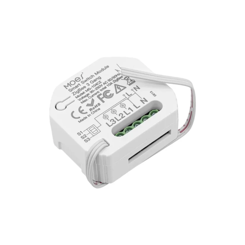 MOES Smart Switch Module - Zigbee DIY spínač světel - Neutrální vodič: vyžaduje "N" vodič, Počet spínačů: 2, Maximální proud: 10 A