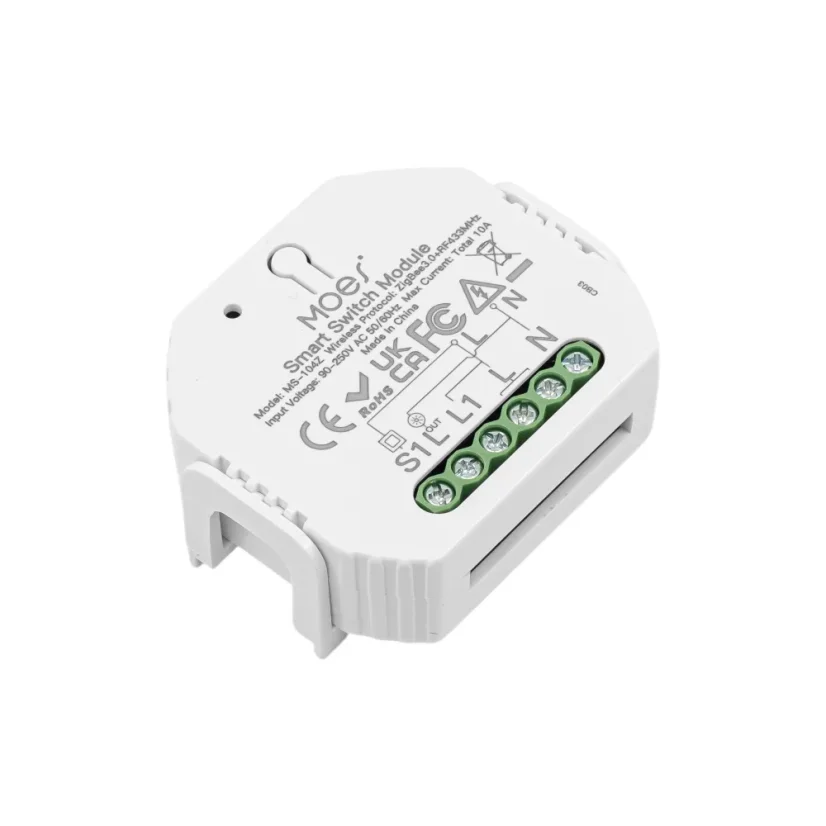 MOES Smart Switch Module - Zigbee DIY spínač světel - Neutrální vodič: vyžaduje "N" vodič, Počet spínačů: 2, Maximální proud: 10 A