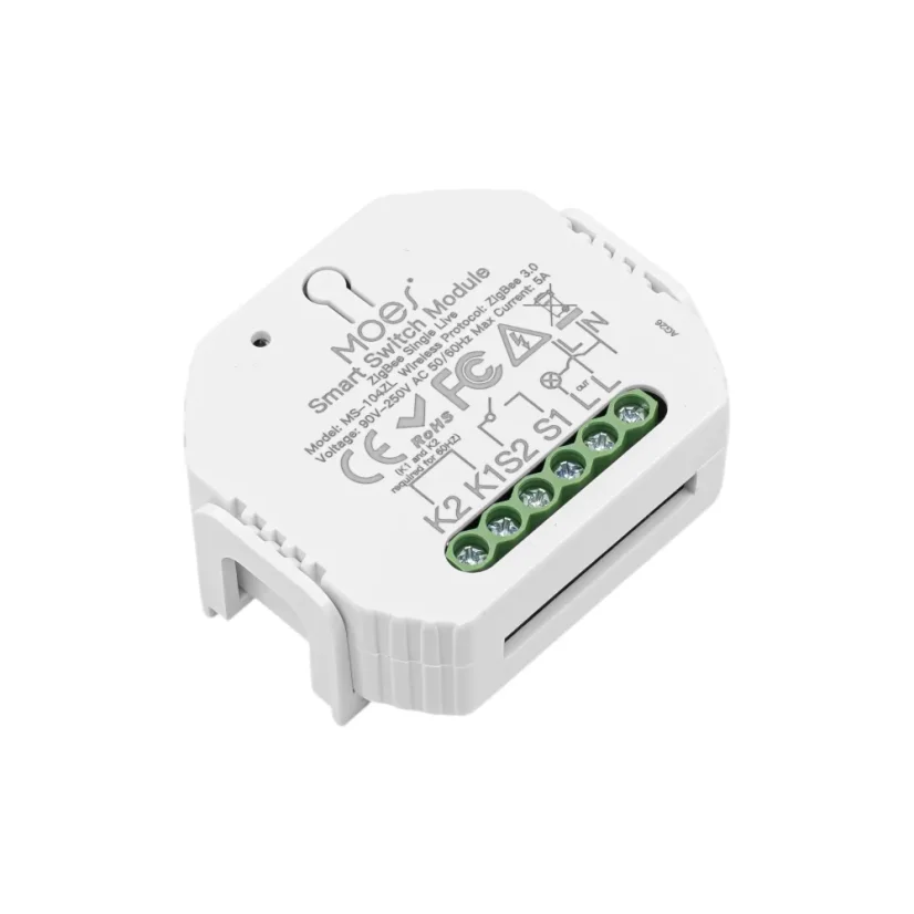 MOES Smart Switch Module - Zigbee DIY spínač světel - Neutrální vodič: vyžaduje "N" vodič, Počet spínačů: 2, Maximální proud: 10 A