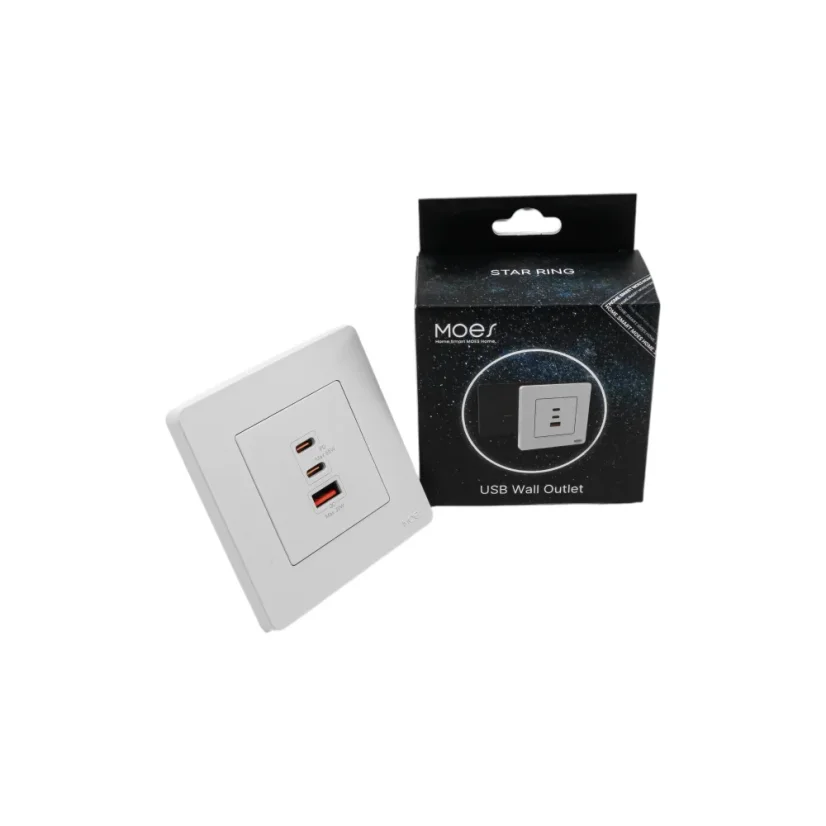 MOES USB Wall Outlet - USB nástěnná nabíječka - Barva: Šedá, Maximální nabíjecí výkon: 30 W, Stav produktu: Nový