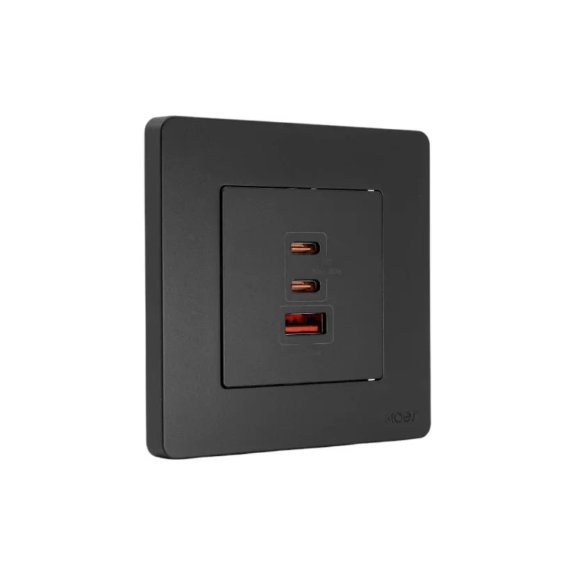 MOES USB Wall Outlet - USB nástěnná nabíječka - Barva: Šedá, Maximální nabíjecí výkon: 30 W, Stav produktu: Nový