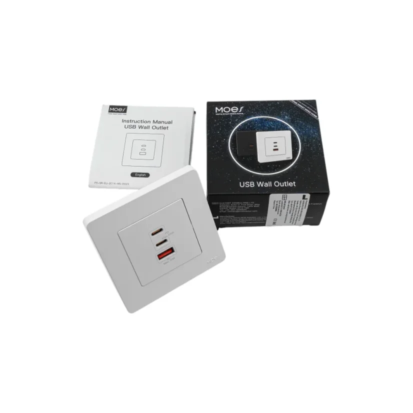 MOES USB Wall Outlet - USB nástěnná nabíječka - Barva: Šedá, Maximální nabíjecí výkon: 30 W, Stav produktu: Nový