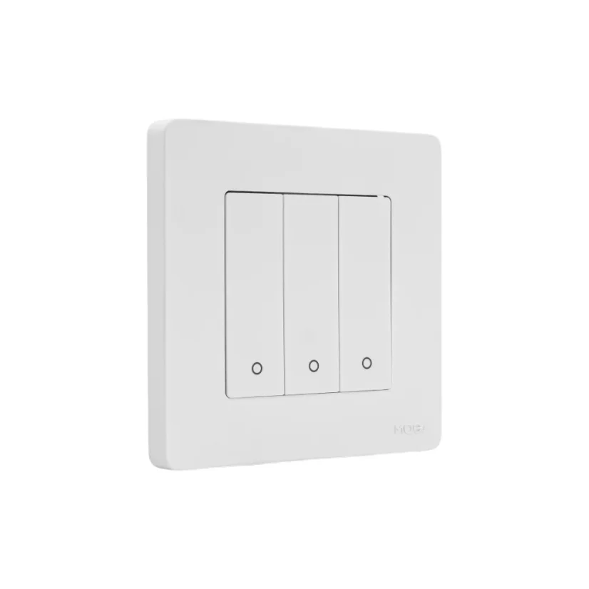 MOES Smart Switch - Zigbee chytrý vypínač - Barva: Bílá, Neutrální vodič: nevyžaduje "N" vodič, Počet spínačů: 3, Stav produktu: Použitý