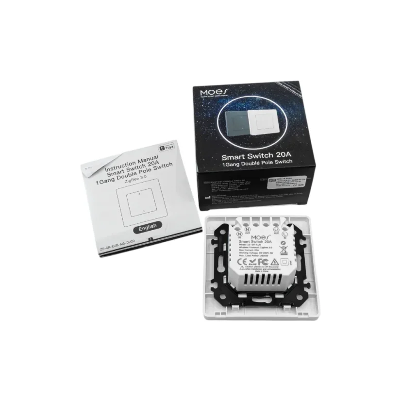 MOES Smart Switch 20A - Zigbee spínač boileru - Barva: Bílá