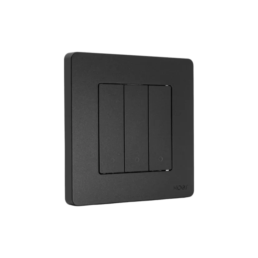 MOES Smart Switch - Zigbee chytrý vypínač - Barva: Šedá, Neutrální vodič: nevyžaduje "N" vodič, Počet spínačů: 3, Stav produktu: Nový