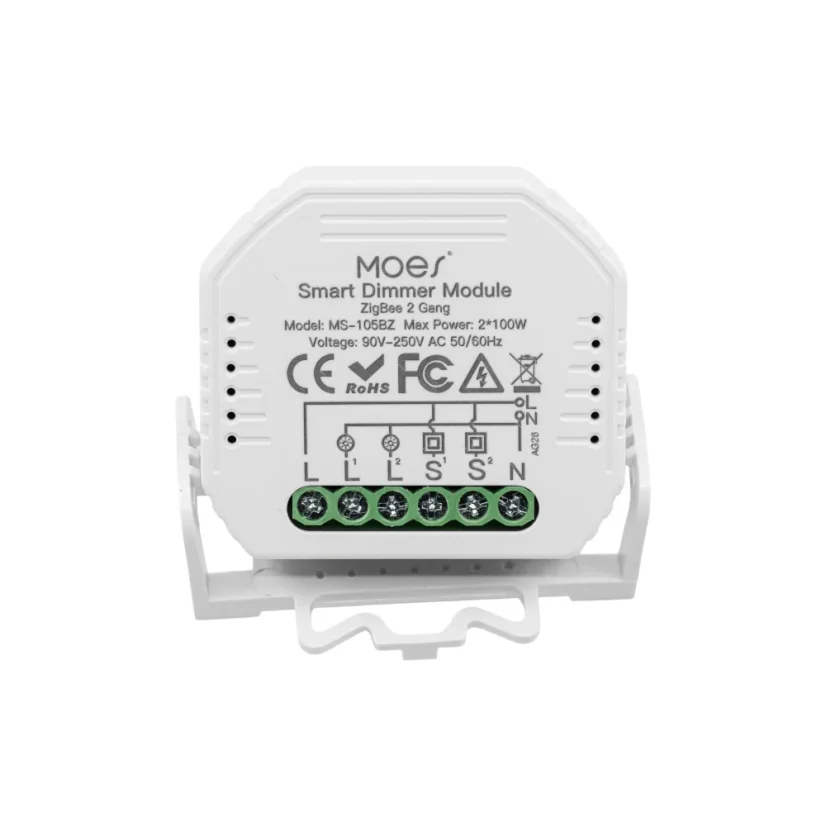MOES Smart Dimmer Module - Zigbee chytrý stmívač - Počet spínačů: 2