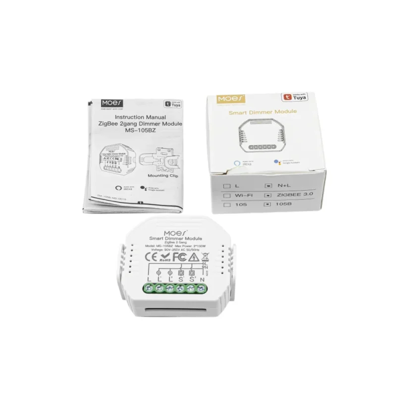 MOES Smart Dimmer Module - Zigbee chytrý stmívač - Počet spínačů: 2