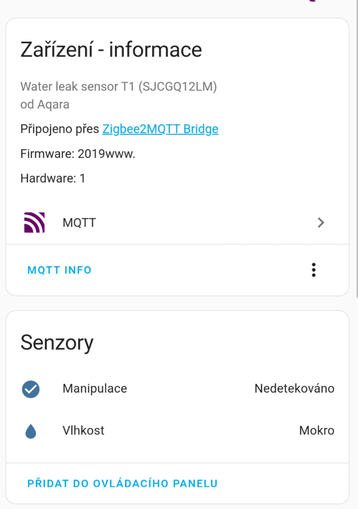 Ověření senzoru v Home Assistant