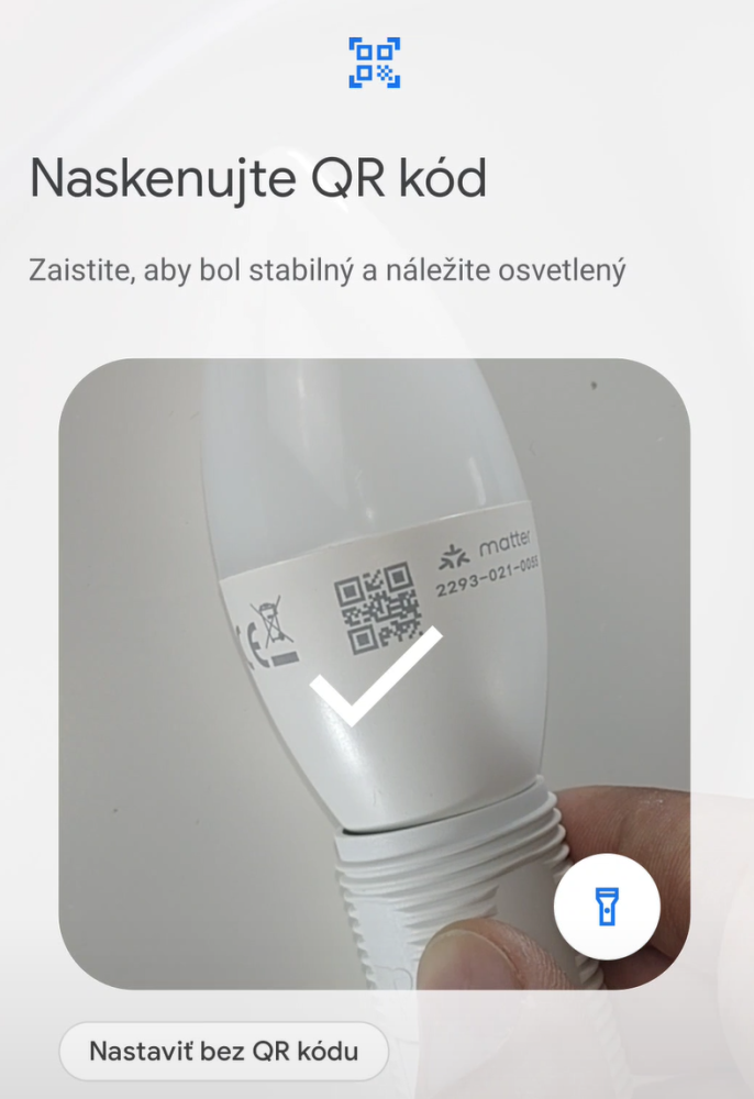 Skenovani QR kodu Matter